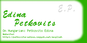 edina petkovits business card